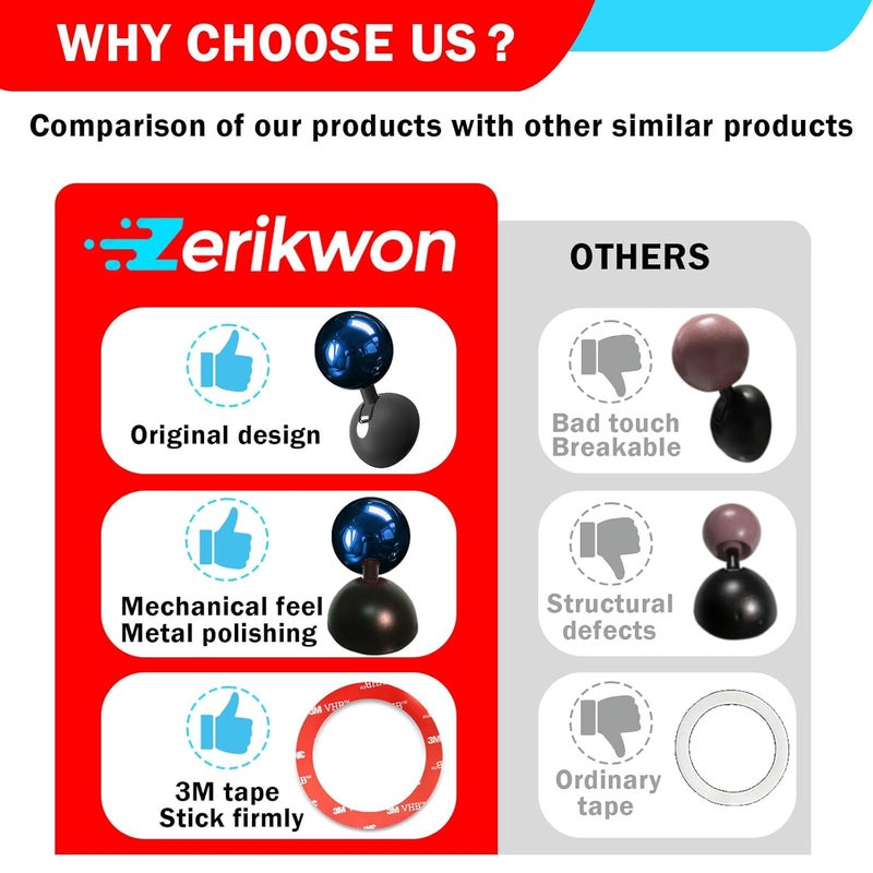 Zerikwon Electroplating Car Joystick Push Start Button Cover, Metal Push to Start Accessories, Car Starter Engine Start Stop Button Cover, Cool Car Accessories Interior Decor Push to Start Button Rocker,（Blue） - Image 2